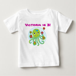 Para Bebê Camiseta de aniversário personalizável Octopus