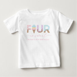 Para Bebê Camiseta de Aniversário Quatro é Sorvete Doce