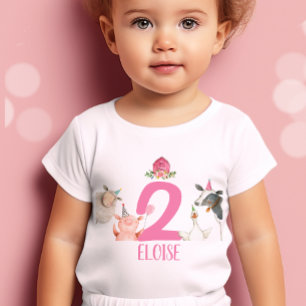 Para Bebê Camiseta de Aniversário Rapariga Rosa-Rosa-Camisa
