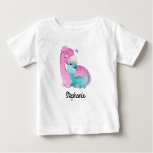 Camiseta de bebé com nome personalizado | dinossau