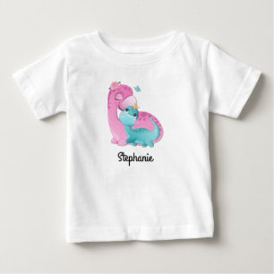 Para Bebê Camiseta de bebé com nome personalizado dinossau