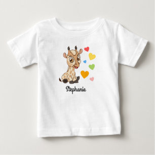 Para Bebê Camiseta de bebé com nome personalizado   Girafa b