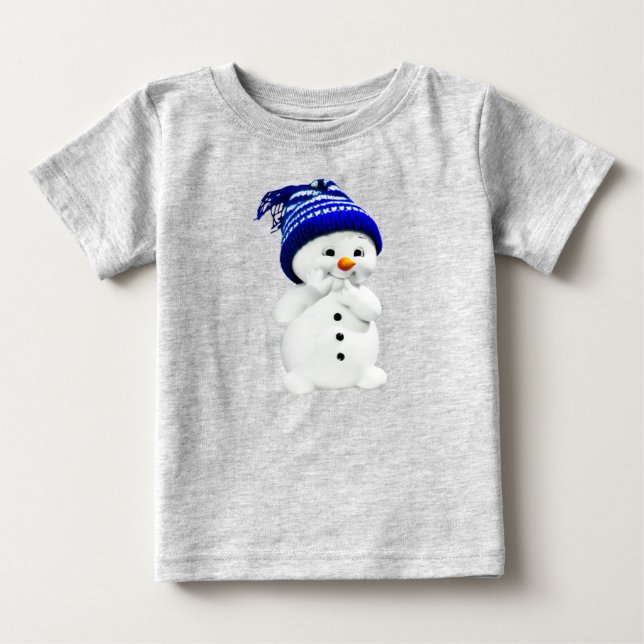 Para Bebê Camiseta De Bebé Muñeco de nieve con gorra (Frente)