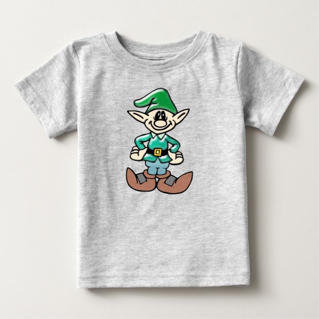 Para Bebê Camiseta De Bebé Pitufo sonriente con gorro verde (Frente)