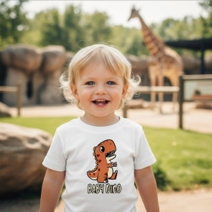 Para Bebê Camiseta de Bebêzinha Laranja Fofa de Dinossauro