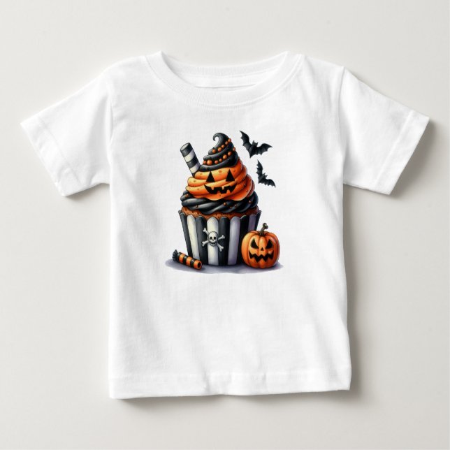 Para Bebê Camiseta de bolo de abóbora de Halloween (Frente)
