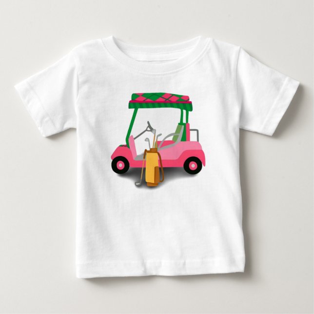 Para Bebê Camiseta de carrinho de golfe Pretty in Pink (Frente)