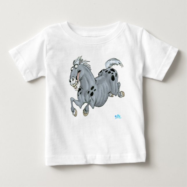 Para Bebê Camiseta de Cartoon Cavalo Louco (Frente)
