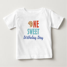 Para Bebê Camiseta de Cookie de Aniversário de Um Doce Menin