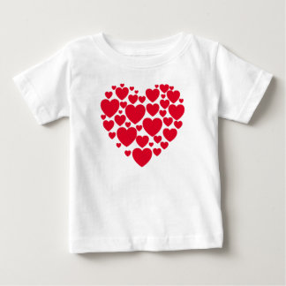 Para Bebê Camiseta de corações vermelhas