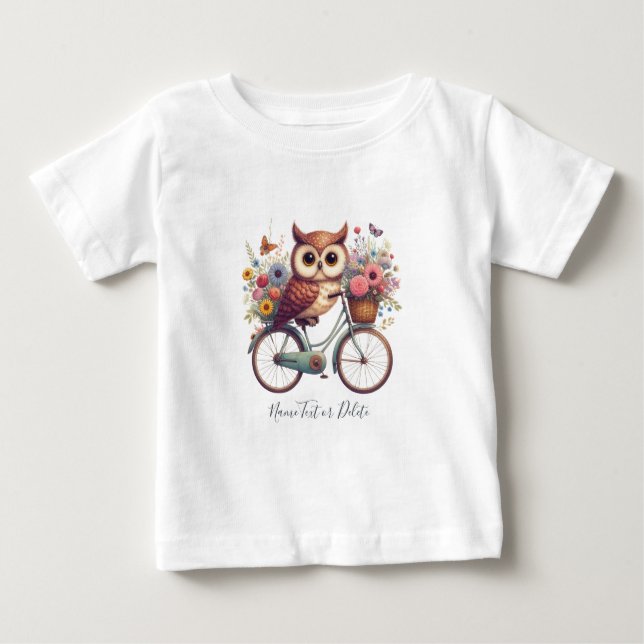 Para Bebê Camiseta de Coruja de Bicicleta (Frente)