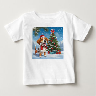 Para Bebê Camiseta de criança Cachorro Papai Noel