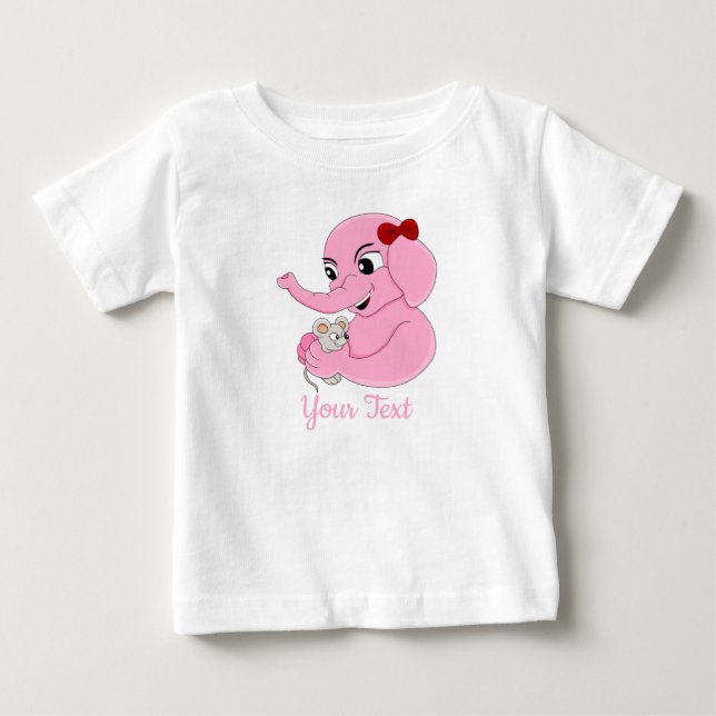 Para Bebê Camiseta de desenho animada de elefante (Frente)