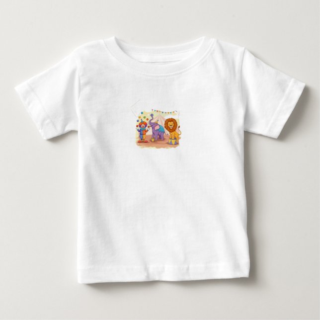 Para Bebê Camiseta de design de Palhaço e Circo Animal 🎭 (Frente)