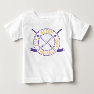 Para Bebê Camiseta de Eat, Sleep, Play Hockey
