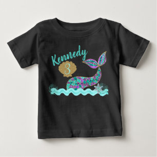Para Bebê Camiseta de festa de aniversário de sereia, Raglan