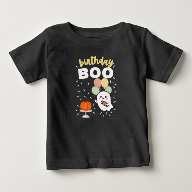 Para Bebê Camiseta de Halloween com Fantasma BOO de Aniversá (Frente)