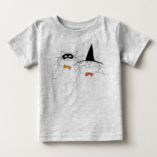 Para Bebê Camiseta de Halloween Gatuna (Frente)