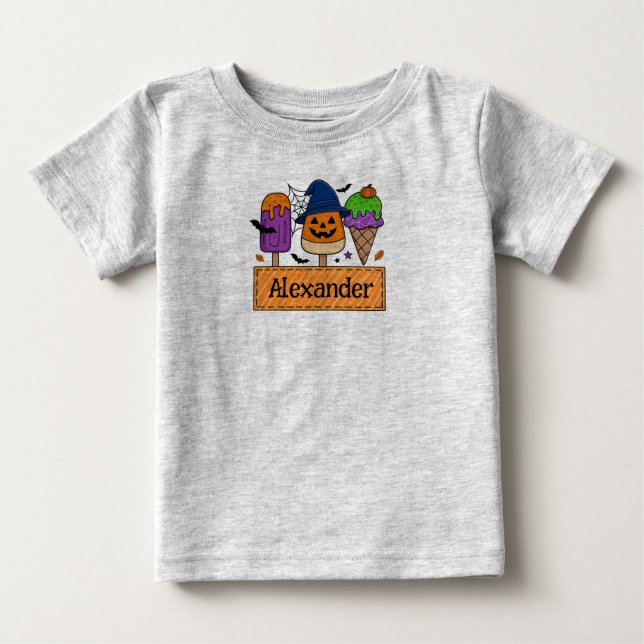 Para Bebê Camiseta de Halloween masculina personalizável (Frente)