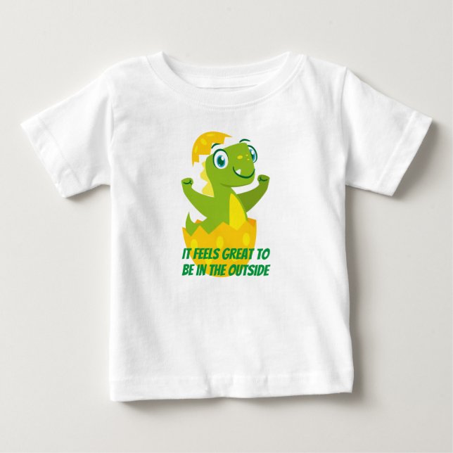 Para Bebê Camiseta de Jersey Fina Dino Chick Baby (Frente)