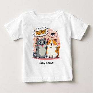 Para Bebê Camiseta de Jersey Fina Personalizada com Gatos Ka