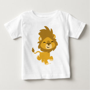 Para Bebê Camiseta de Leão de Cartoon Feliz e Bonita