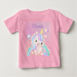 Para Bebê Camiseta de Menina no Aniversário com Unicórnio –