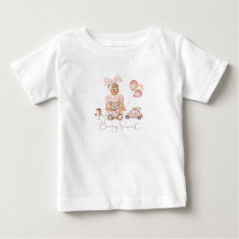 Para Bebê Camiseta de morango rosa vermelho aquarela menina
