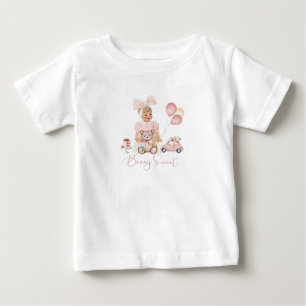 Para Bebê Camiseta de morango rosa vermelho aquarela menina 