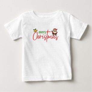 Para Bebê Camiseta de Natal Alegre com Letra de Papai Noel F