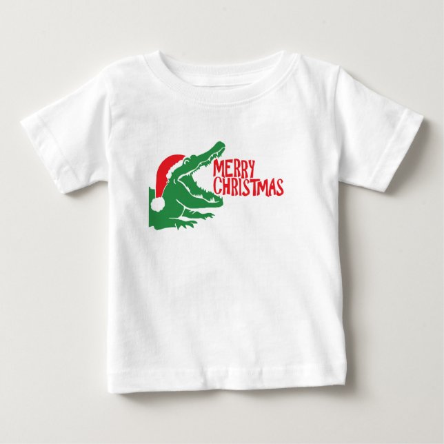 Para Bebê Camiseta de natal de jacaré (Frente)