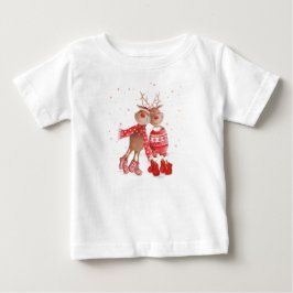 Para Bebê Camiseta de Natal de Rena Fofa – 3D Aconchegante