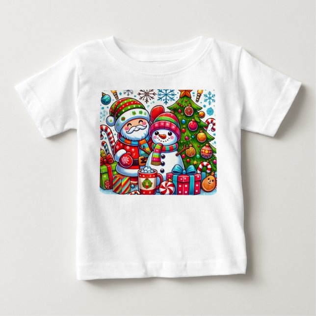 Para Bebê Camiseta de Natal Feliz - Holi Adorável (Frente)