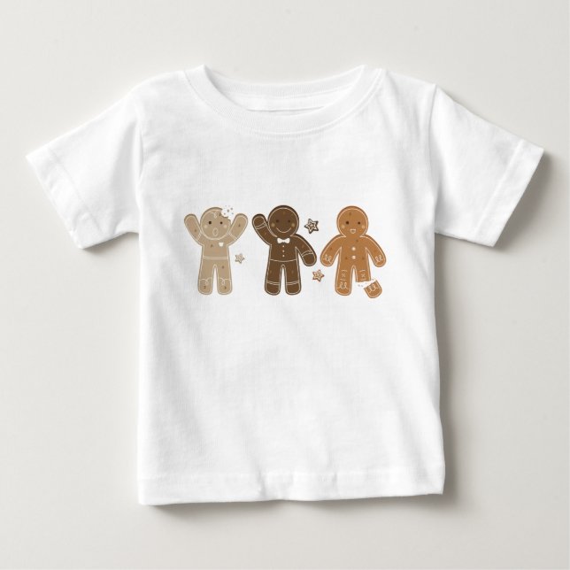 Para Bebê Camiseta de Natal Homens de Pão de Mel (Frente)