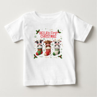 Para Bebê Camiseta de Natal Personalizada do Primeiro Boi do