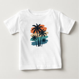 Para Bebê Camiseta de Palmeiras Retro Vintage – Pôr do Sol T