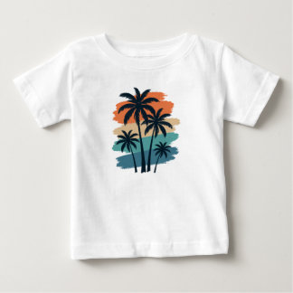 Para Bebê Camiseta de Palmeiras Retro Vintage – Pôr do Sol T