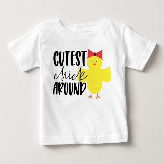Para Bebê Camiseta de Páscoa da Menina Mais Fofa em Volta (Frente)