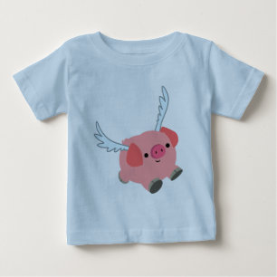 Para Bebê Camiseta de Porco de Cartum com Ala Bonita