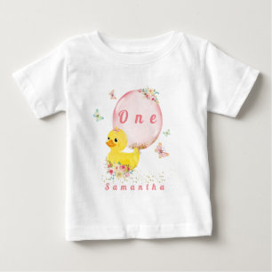 Para Bebê Camiseta de Primeiro Aniversário da Menina do PATO