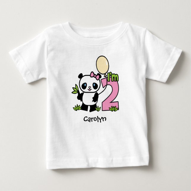 Para Bebê Camiseta de segundo aniversário Panda (Frente)