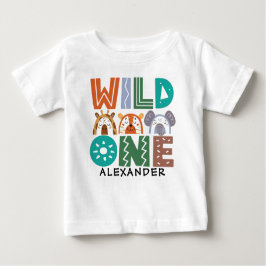 Para Bebê Camiseta de Tema Selvagem primeiro aniversario Beb