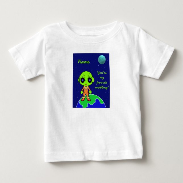 Para Bebê Camiseta de Toddler com alienígena e lua por Jo Im (Frente)