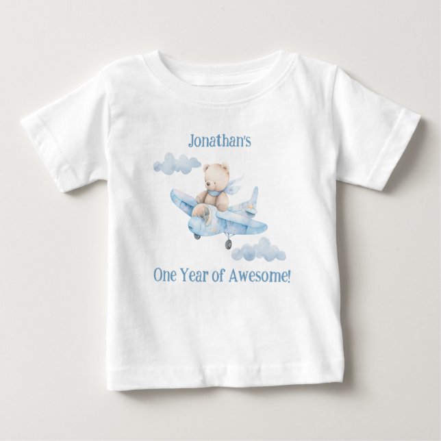 Para Bebê Camiseta de Urso de Pelúcia de Primeiro Aniversári (Frente)