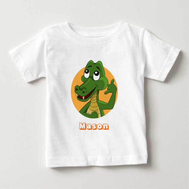 Para Bebê Camiseta desenho de jacaré (Frente)