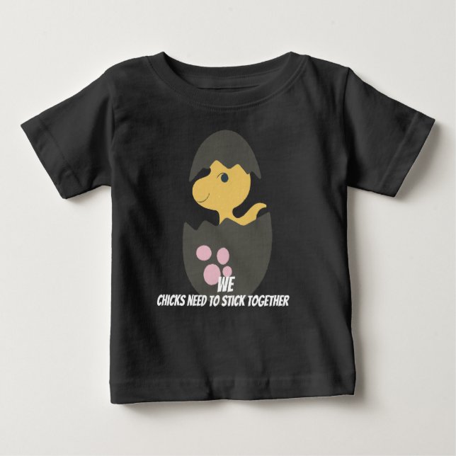 Para Bebê Camiseta Dino Chick 2 Baby Fine Jersey (Frente)
