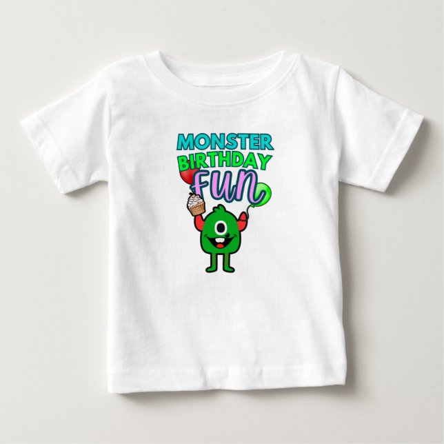 Para Bebê Camiseta Divertida de Aniversário de Monstro de Ha (Frente)