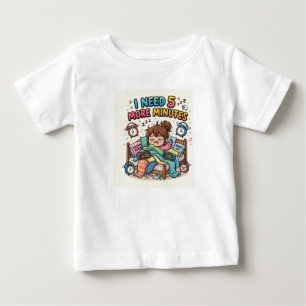 Para Bebê Camiseta Divertida de Sono – Preciso Mais 5 Minuto