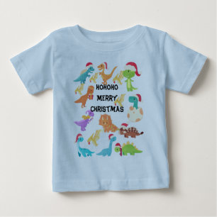 Para Bebê Camiseta do Dinossauro de Natal Feliz