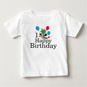 Para Bebê Camiseta do Dragão de Aniversário com Balões